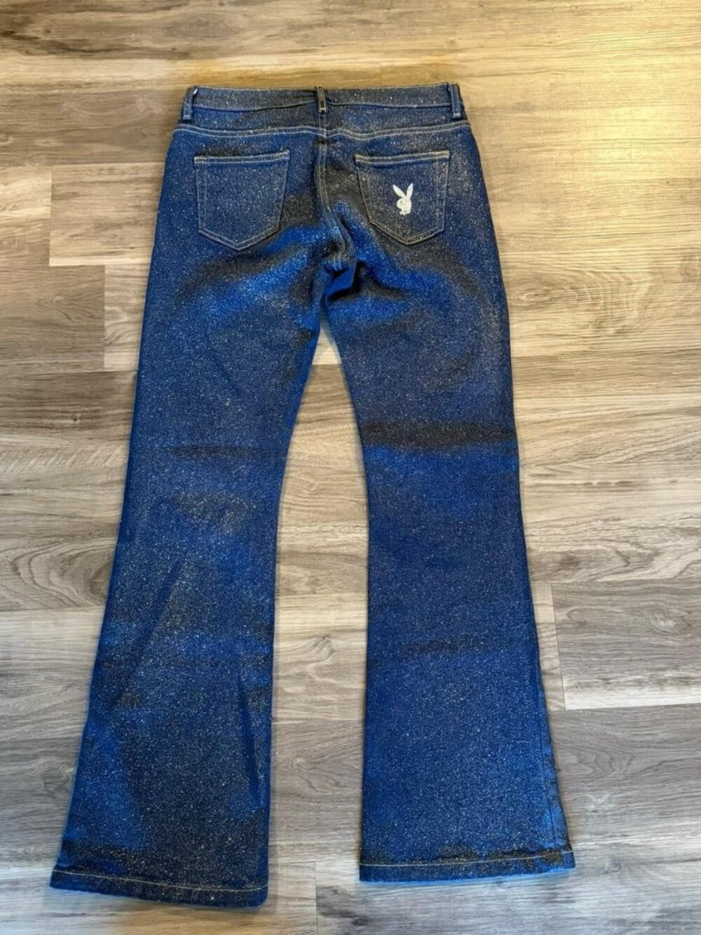 Vintage y2k 2000's Playboy sparkle low rise denim flare jeans